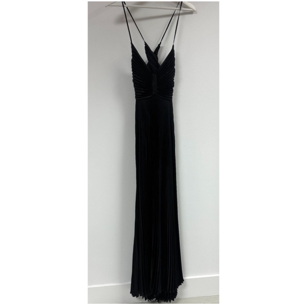 ALC Aries Satin Pleated Dress in Black. - Picture 6 of 11